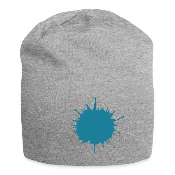 goutte de peinture éclaboussure de cadeau bleu - Bonnet en jersey - gris chiné - Devant