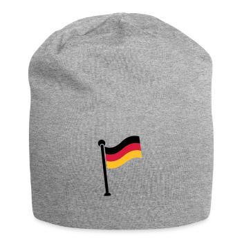 Gehisste Deutschlandfahne / German Flag (3c) - Jersey-Beanie - Grau meliert - Vorne