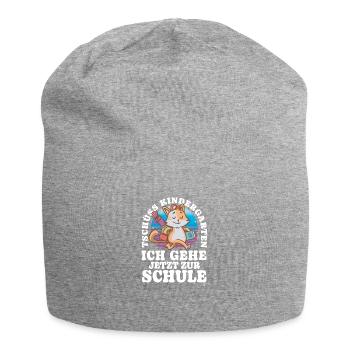 Einschulung Katze - Jersey-Beanie - Grau meliert - Vorne