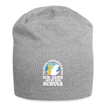 Einschulung Einhorn Tschüss Kindergarten - Jersey-Beanie - Grau meliert - Vorne