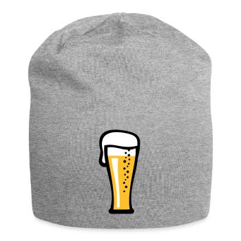 Bierglas mit kühlem Bier Geschenk - Jersey-Beanie - Grau meliert - Vorne