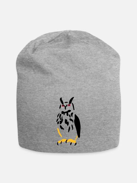 Eagle owl - Jersey Beanie - heather grey