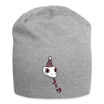tête fete anniversaire cadeau serpent ges - Bonnet en jersey - gris chiné - Devant