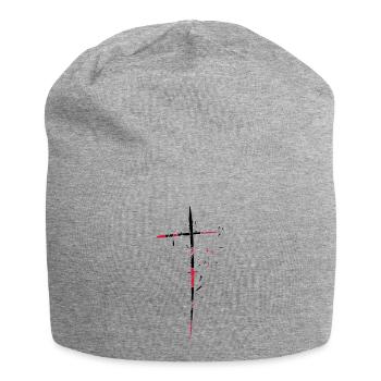 Shattered shredded small parts design pattern scra - Jersey Beanie - heather grey - Front