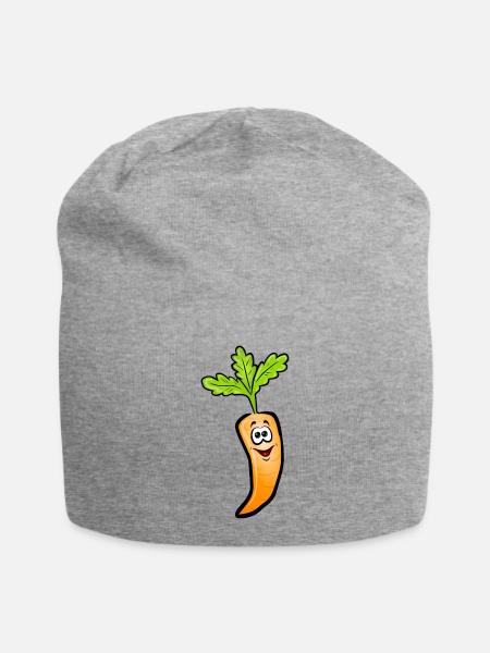 Lustige Comic-Mohrrübe - Jersey-Beanie - Grau meliert