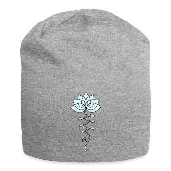 Lotus Blume Lotusblüte Buddhismus Symbol Yoga OM - Jersey-Beanie - Grau meliert - Vorne