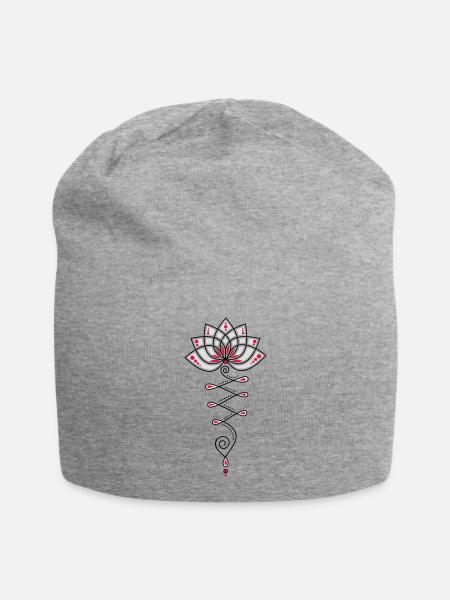 Lotus, Yoga Meditation, Festival, Blume, Blüte - Jersey-Beanie - Grau meliert