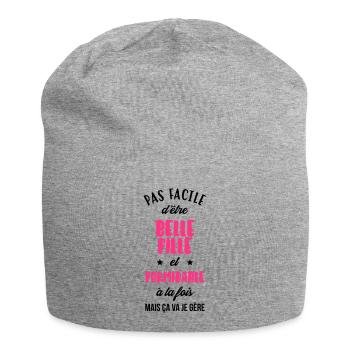 belle-fille / beau-fils / beau fils / belle fille - Bonnet en jersey - gris chiné - Devant