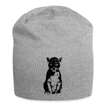 lion - Bonnet en jersey - gris chiné - Devant