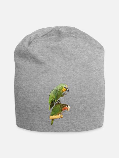 Papageien - Jersey-Beanie - Grau meliert