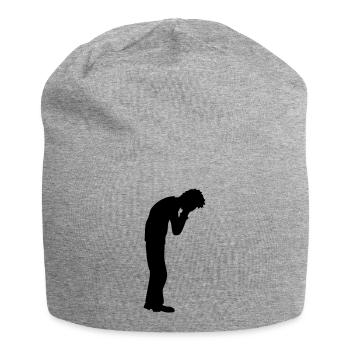 Dépression pleurant debout - Bonnet en jersey - gris chiné - Devant
