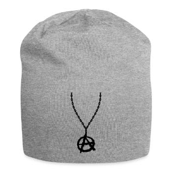 Jewelry necklace anarchy symbol - Jersey Beanie - heather grey - Front