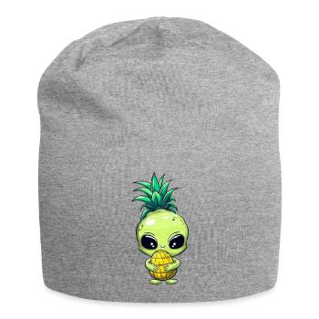 Pineapple Hair Alien: Green & Funny - Jersey Beanie - heather grey - Front