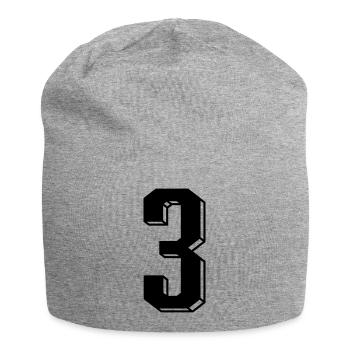 Nummer 3 - Zahl DREI Trikotnummer 3 Jahre - Jersey-Beanie - Grau meliert - Vorne