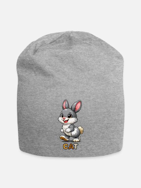 Verspielter grauer Hasenlauf - Jersey-Beanie - Grau meliert