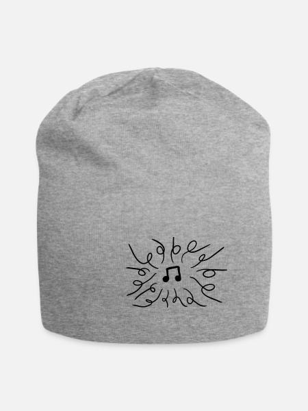Note mit Streifen - Jersey-Beanie - Grau meliert