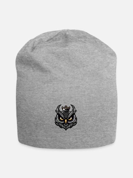 Eule Kopf Krone - Jersey-Beanie - Grau meliert