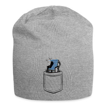 Ma chaise de plage dans ma poche - poche poitrine - Bonnet en jersey - gris chiné - Devant