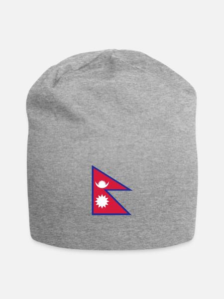 Nationalflagge von Nepal - Jersey-Beanie - Grau meliert