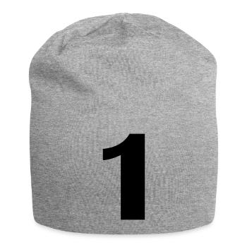 1 - Jersey-Beanie - Grau meliert - Vorne