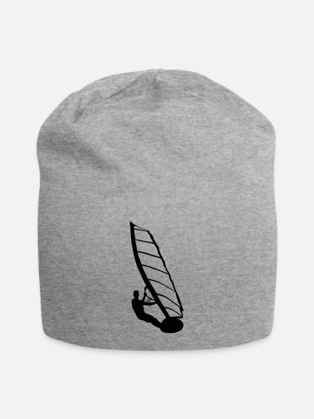 Windsurfer, Surfer, Wassersport,  - Jersey-Beanie - Grau meliert