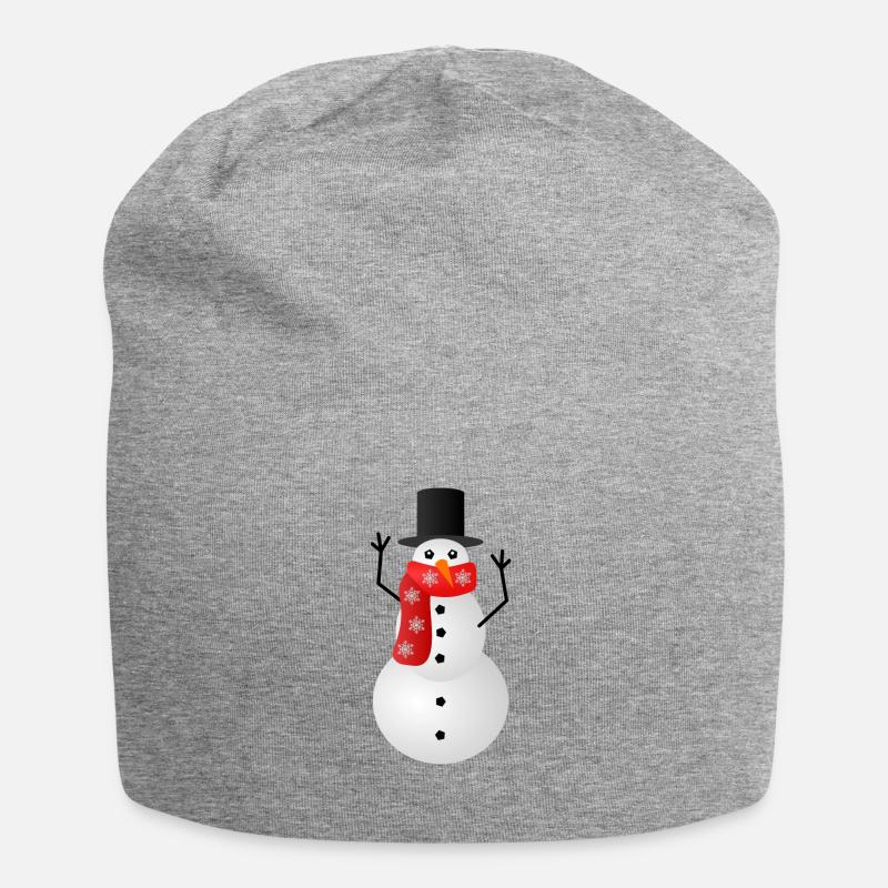 Weihnachtspullover - Schneemann - Jersey-Beanie - Grau meliert