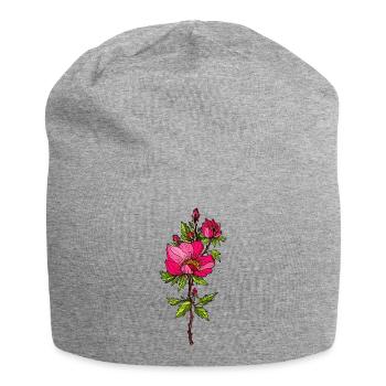 Roses rouges - Bonnet en jersey - gris chiné - Devant