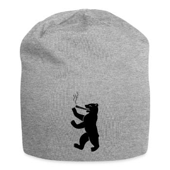berliner_baer_raucht_weed_02 - Jersey-Beanie - Grau meliert - Vorne