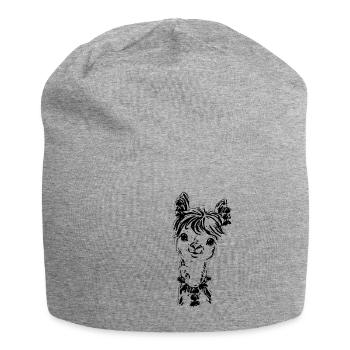 Alpaka - Jersey-Beanie - Grau meliert - Vorne