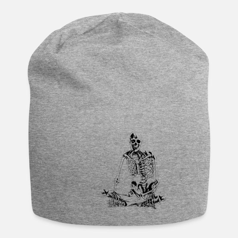 Skelett - Jersey-Beanie - Grau meliert