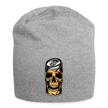 Skull Beer Can - Totenkopf Bierdose - Jersey-Beanie - Grau meliert - Vorne