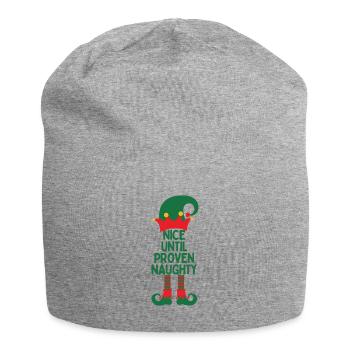 Elf Nice Until Proven Naughty - Jersey Beanie - heather grey - Front