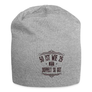 50. Geburtstag lustiger Spruch Doppelt so gut - Jersey-Beanie - Grau meliert - Vorne