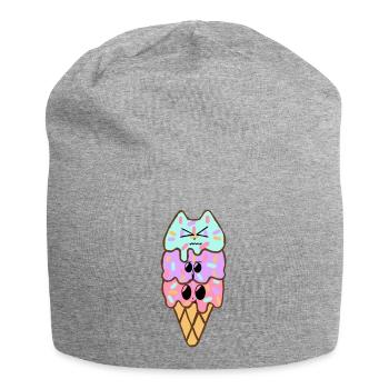 Crème glacée Kawaii 3Scoops | Original par. MMJ49 - Bonnet en jersey - gris chiné - Devant
