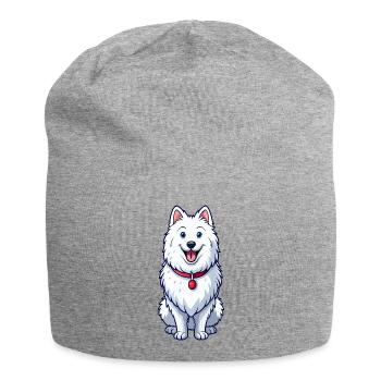 Happy Grinning Samoyed - Jersey Beanie - heather grey - Front