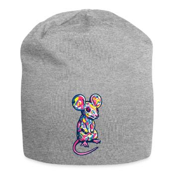 Souris Art Rat coloré - Bonnet en jersey - gris chiné - Devant