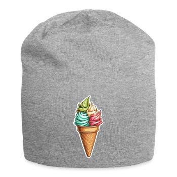 Bunte Swirl-Eiswaffel Muster - Jersey-Beanie - Grau meliert - Vorne