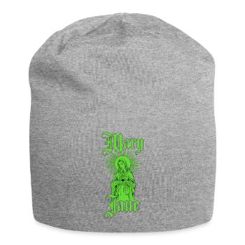 Mary Jane — Old School Weed, Joint & Mother Mary - Jersey-Beanie - Grau meliert - Vorne