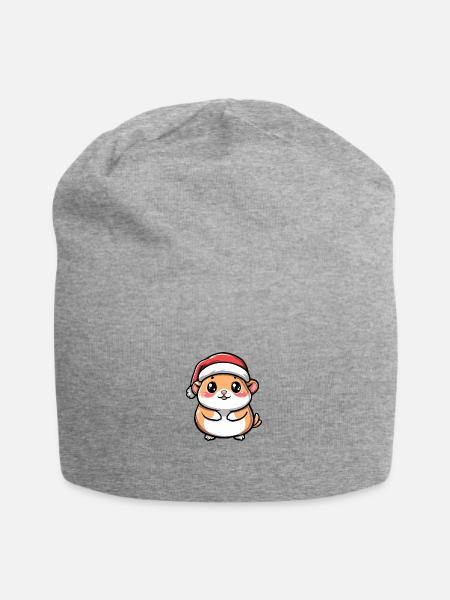 Hamster Weihnachten Niedlich - Jersey-Beanie - Grau meliert