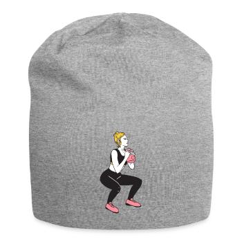 Bodybuilder Leg Day Girl Kettlebells Fitness - Bonnet en jersey - gris chiné - Devant