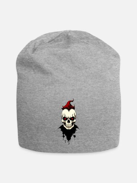 Totenkopf mit roten Augen - Jersey-Beanie - Grau meliert