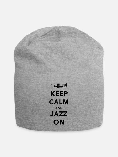 Keep Calm and Jazz On - Trumpet - Jersey Beanie - heather grey