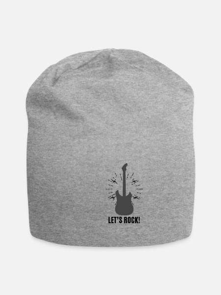 Let´s Rock with guitar - Jersey-Beanie - Grau meliert