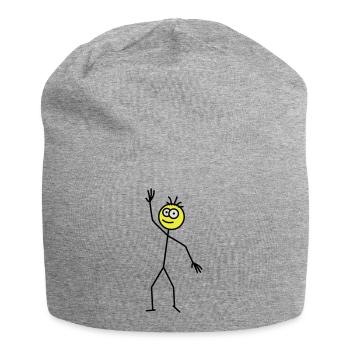Happy Stick Figure - Bonnet en jersey - gris chiné - Devant