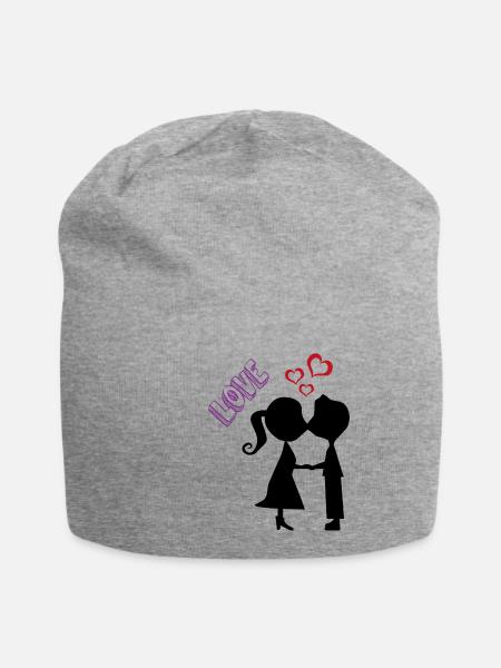 Hochzeit Brautpaar Geschenk Just Married Love - Jersey-Beanie - Grau meliert