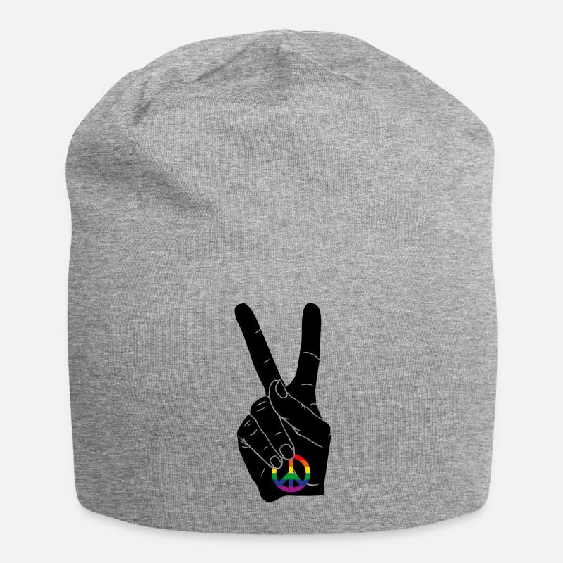 PEACE PEACE SIGN RAINBOW FLAG CSD - Jersey Beanie - heather grey