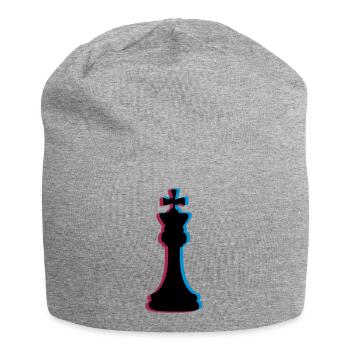 3D Effekt Schach - Jersey-Beanie - Grau meliert - Vorne