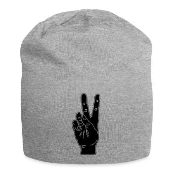 Black hand gesture peace - Jersey Beanie - heather grey - Front