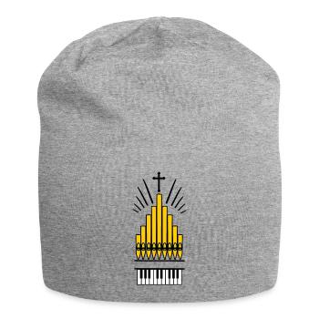 Logo Church organ and cross copper-coloured organ pipes - Jersey Beanie - heather grey - Front