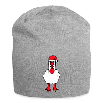 Seagull Middle Finger Fuck You Angry Christmas - Jersey Beanie - heather grey - Front